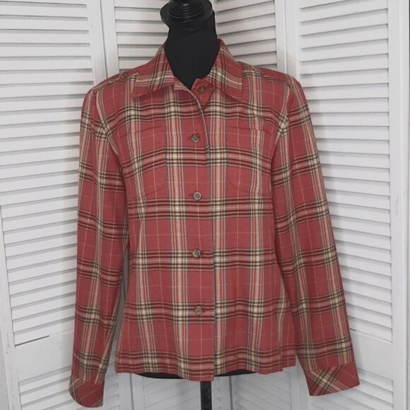 Evan Picone Ladies Pink Flannel Shirt - Picture 1 of 7